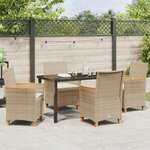 vidaXL Ensemble de salle à manger pour jardin 5 Pièces Beige polyrotin