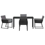 vidaXL Ensemble de salle à manger pour jardin 5 Pièces Noir Poly rotin