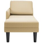 vidaXL Chaise longue avec coussin tissu en velours côtelé gris-vert
