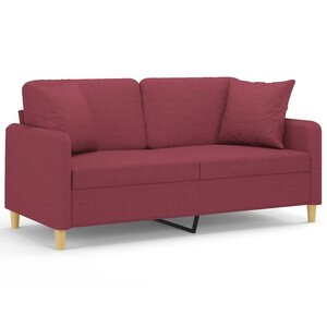 vidaXL Canapé 2 places avec oreillers bordeaux 140 cm tissu