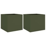vidaXL Jardinières 2 Pièces vert olive 32x30x29 cm acier
