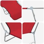 vidaXL Chaises longues pliables lot de 2 Acier et tissu Rouge