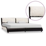 vidaXL Cadre de lit avec LED Noir et blanc Similicuir 180 x 200 cm