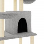 vidaXL Arbre à chat avec griffoirs en sisal Gris clair 180 cm