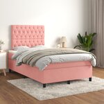 vidaXL Sommier à lattes de lit avec matelas Rose 120x200 cm Velours