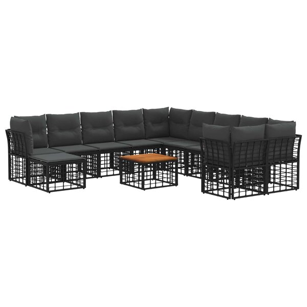 vidaXL Ensemble de canapés d'extérieur 12 Pièces Noir et Gris foncé