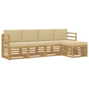 vidaXL Ensemble de canapés d'extérieur 5 pc Blanc et Beige Polyester