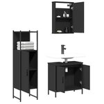 vidaXL Ensemble de meubles salle de bain 3 Pièces noir bois d'ingénierie