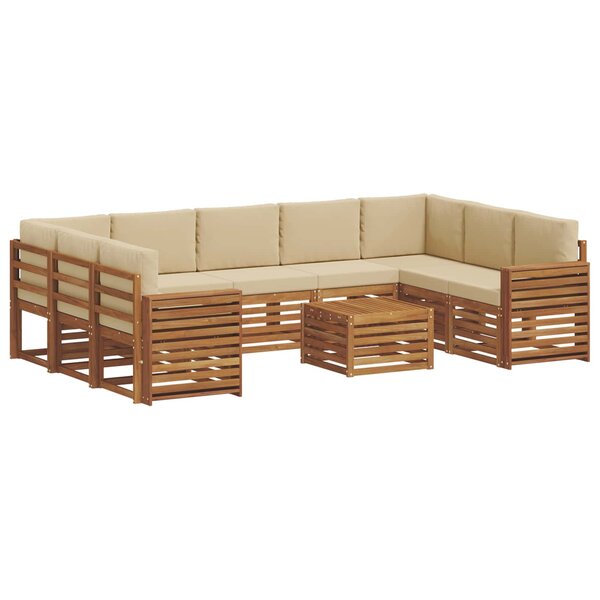 vidaXL Ensemble de canapés d'extérieur 10 pc Naturel et Beige