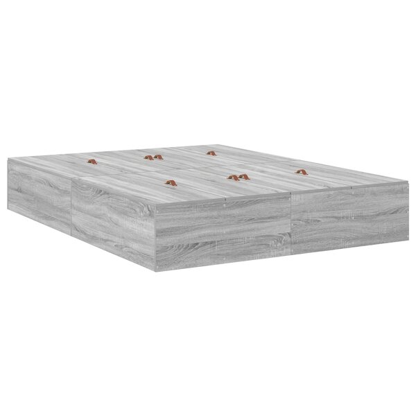 Cadre de lit de rangement vidaXL Gris Sonoma 135x190 cm