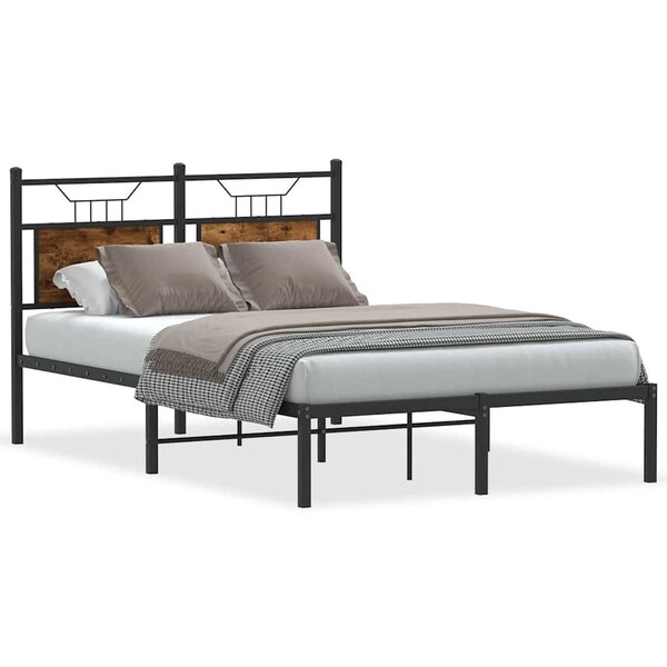 vidaXL Cadre de lit sans matelas chêne fumé 120x190 cm bois ingénierie