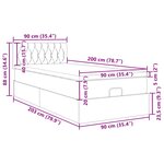 vidaXL Lit ottoman avec matelas et LED taupe 90x200 cm tissu