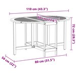 vidaXL Table de Jardin Marron 110 x 60 x 72 cm Bois d'Acacia Massif