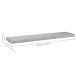vidaXL Étagères murales flottantes 2 Pièces Gris béton 90x23 5x3 8cm MDF