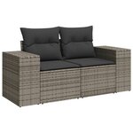 vidaXL Salon de jardin 8 Pièces avec coussins gris résine tressée