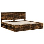 vidaXL Cadre de lit Chêne fumé 200 x 200 cm Bois de pin massif