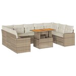 vidaXL Salon de jardin avec coussins 10 Pièces beige résine tressée