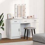 vidaXL Ensemble de Coiffeuse 3 Pièces avec Éclairage LED en Bois d'Ingénierie Blanc