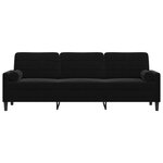 vidaXL Canapé 3 places avec oreillers décoratifs noir 210 cm velours