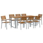 vidaXL Ensemble de salle à manger de jardin 9 pièces en bois solidité d’acacia et métal