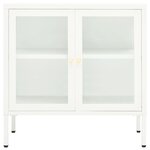 vidaXL Buffet Blanc 70x35x70 cm Acier et verre