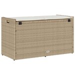 vidaXL Banc de rangement extérieur coussin beige 100 cm résine tressée