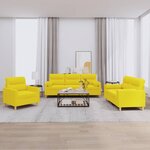 vidaXL Ensemble de canapés 3 Pièces avec coussins jaune clair tissu