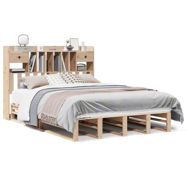 vidaXL Lit bibliothèque sans matelas 150x200 cm bois massif de pin