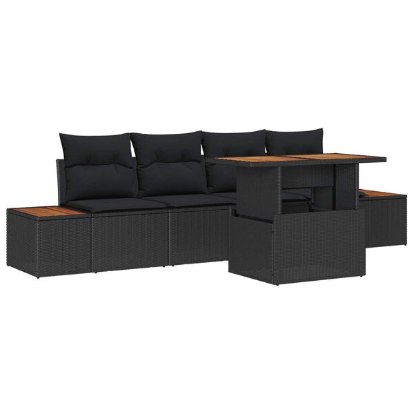 vidaXL Ensemble de salle à manger pour jardin 5 Pièces Noir et Marron