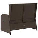 vidaXL Banc inclinable de jardin avec coussins marron résine tressée