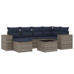 vidaXL Salon de jardin 7 Pièces avec coussins gris résine tressée