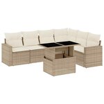 vidaXL Salon de jardin avec coussins 7 Pièces beige résine tressée