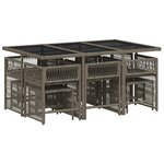 vidaXL Ensemble à manger de jardin 11Pièces avec coussins gris poly rotin