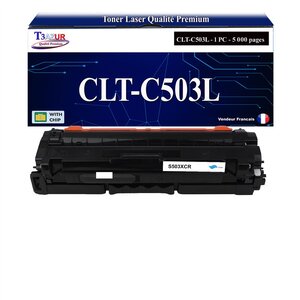 T3AZUR - Toner compatible avec Samsung CLT-C503L pour Samsung ProXpress C3010ND C3060FR - Cyan