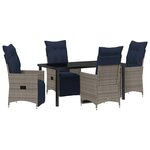 vidaXL Ensemble table et chaises avec coussin 5 Pièces Gris Rotin PE