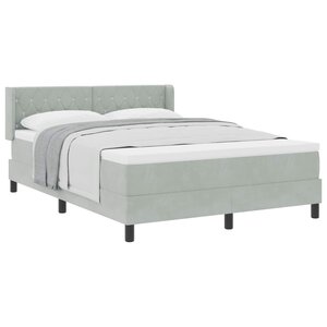 vidaXL Lit à ressorts avec matelas Gris clair 190 x 140 cm Polyester