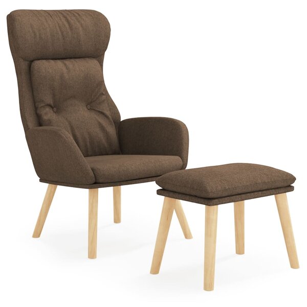 vidaXL Chaise de relaxation avec repose-pied Marron Tissu