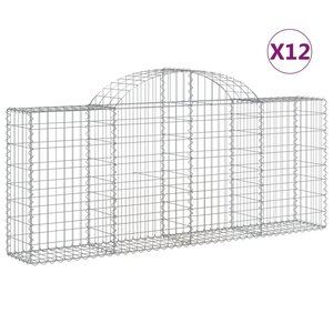vidaXL Paniers à gabions arqués 12 Pièces 200x30x80/100 cm Fer galvanisé