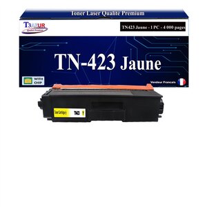 T3AZUR - Toner compatible avec Brother TN421  TN423 Jaune pour Brother DCP-L8410CDW
