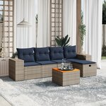 vidaXL Salon de jardin 6 Pièces avec coussins gris résine tressée