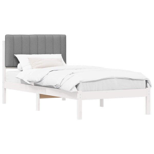 vidaXL Cadre de lit avec tête de lit rembourrée Gris clair 90 x 190 cm