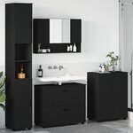 vidaXL Ensemble de mobilier de salle de bain avec tiroir 4 Pièces Noir