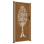 vidaXL Portail de jardin 105x205 cm acier corten conception de l'arbre