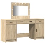 Ensemble de coiffeuse 3 pièces avec LED en chêne Sonoma en bois d'ingénierie