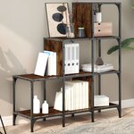 vidaXL Bibliothèque chêne fumé 92x30x102 cm bois d'ingénierie et métal