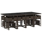 vidaXL Ensemble à manger de jardin avec coussins 13 Pièces marron rotin