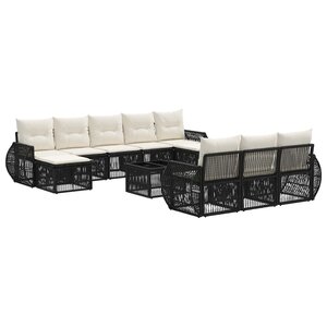 vidaXL Ensemble de canapé de jardin 11 Pièces Noir et blanc crème