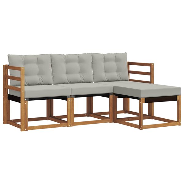 vidaXL Ensemble de canapés d'extérieur 4 pc Gris Naturel et Clair