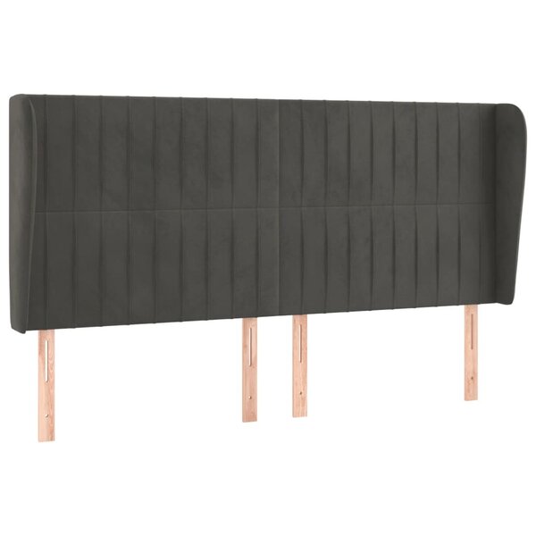 vidaXL Tête de lit avec oreilles Gris foncé 163x23x118/128 cm Velours