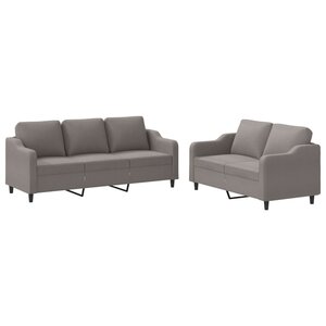 vidaXL Ensemble de canapés 2 Pièces avec coussins Taupe Tissu